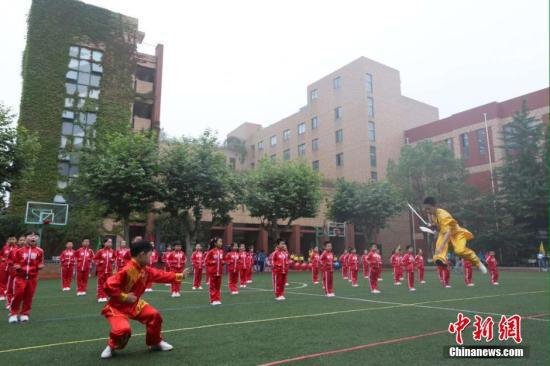 资料图：小学生表演武术。 钟学满 摄